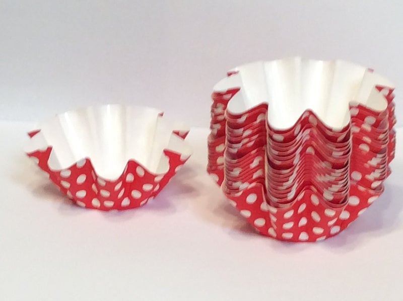 Decony Floret Brioche Cup, RED with White Dots Disposable, Bake and serve brioche floret paper baking cups self- standing mold, -100 pc. - Image 2